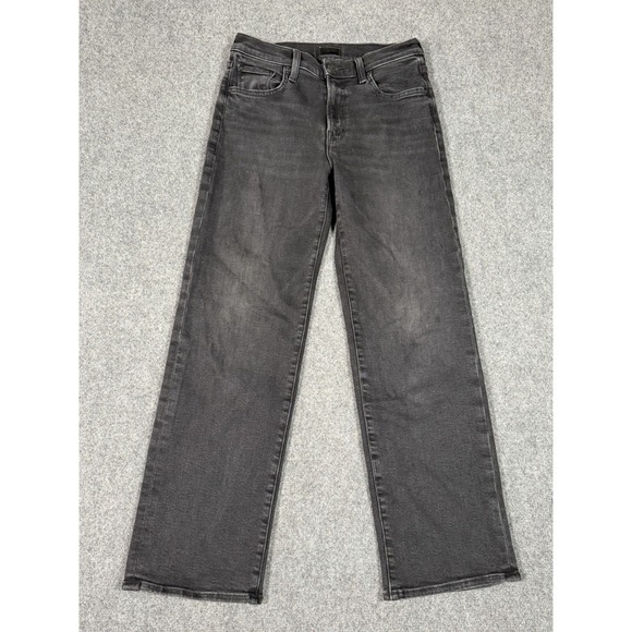 MOTHER Denim - MOTHER Mid Rise Rambler Zip Flood Jeans Women's 26 Spiked Hair Art Flair Black